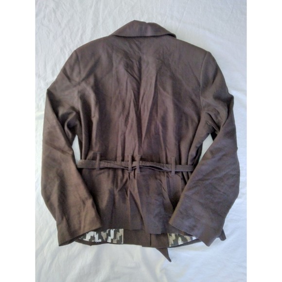 Ted Lapidus Blazer Linen Blend Belted Brown Womens Size FR 46 US 12 - Picture 9 of 10